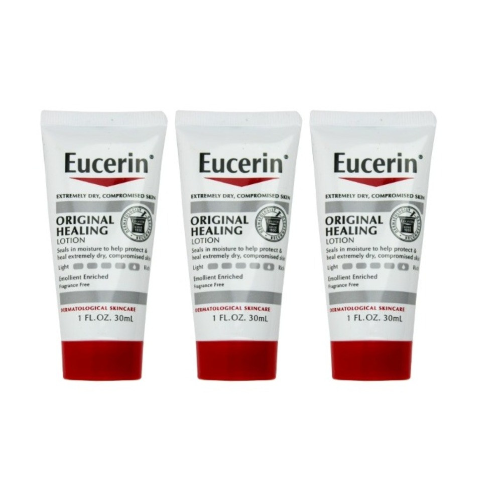 Eucerin Original Healing Lotion 1oz Travel Size Fragrance Free 3 Pack